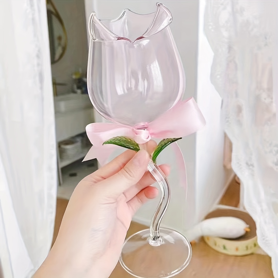 Flower Shaped Glass Cute Goblet Vintage Black Wine Glasses Cup 200ml -  China High Borosilicate Glass Cup and Christmas Gift Packaging price