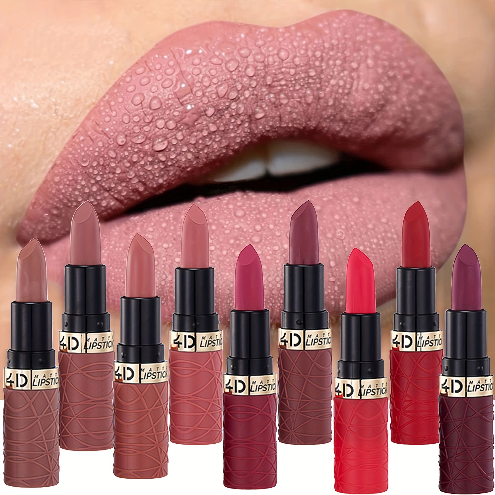 

12 Colors Matte Lipstick 4d Rich Color Rendering Lip Gloss Long Lasting Moisturizing Cosmetic Red Dusty Rose Lipstick Crayon Lip Makeup For Women