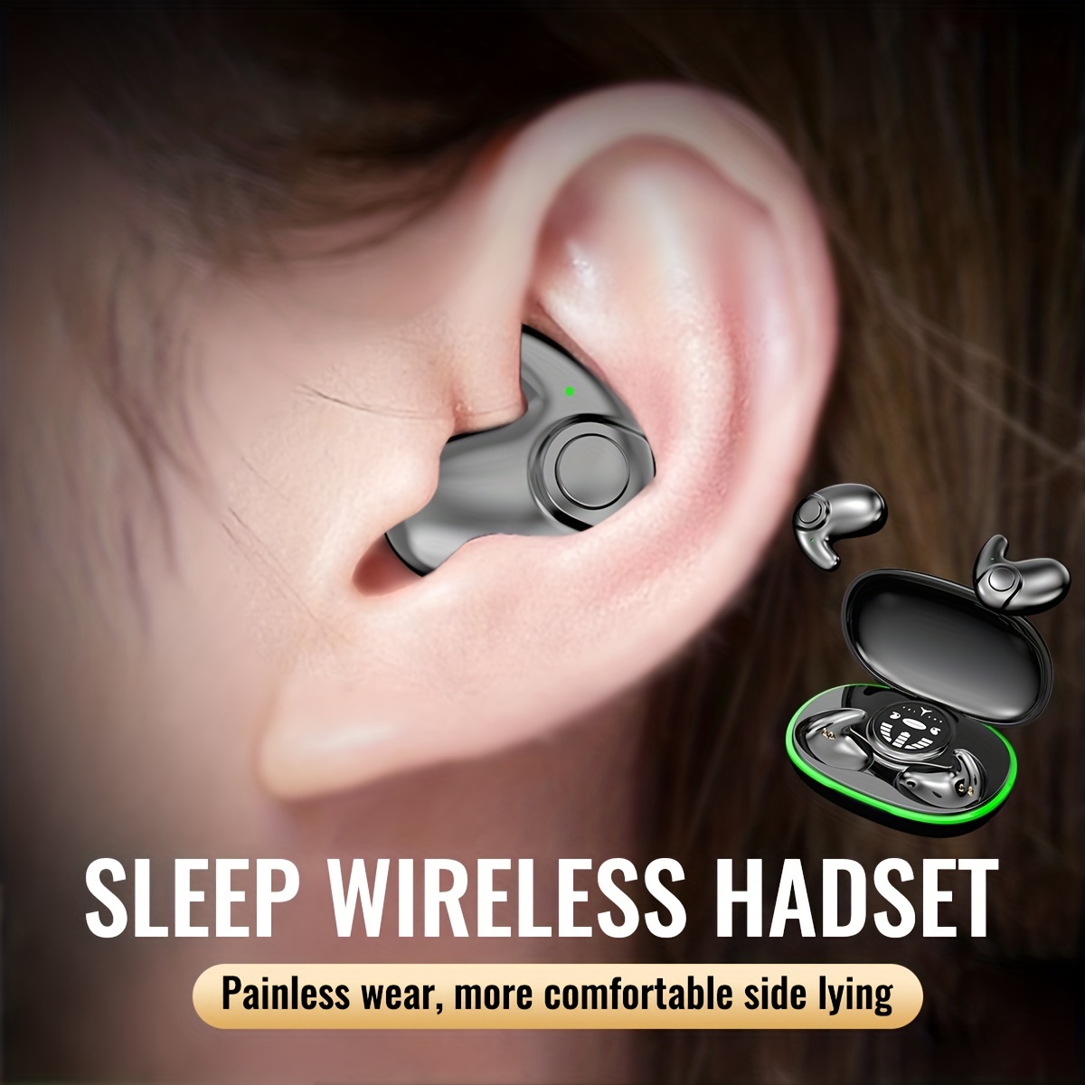

Ultra-thin Sleep Wireless Headset Super Standby Wireless Headphones, On-ear Sports Invisible Subwoofer Headphones For Ios/ Android Game Low Latency Dual Mic Noise Reduction Sleep Earbuds