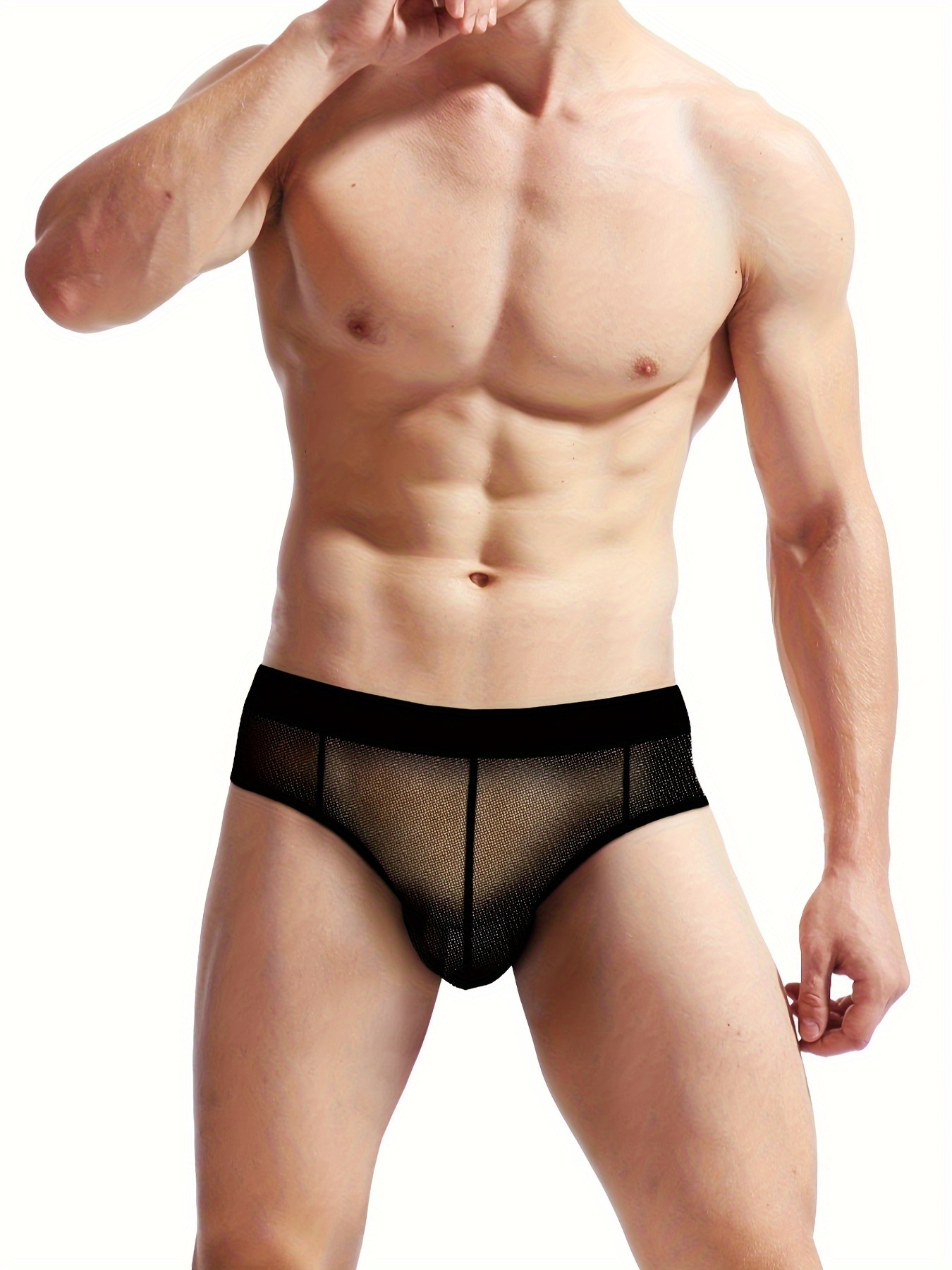 Men's Sexy Underwear Open Crotch Mesh Semi transparent - Temu