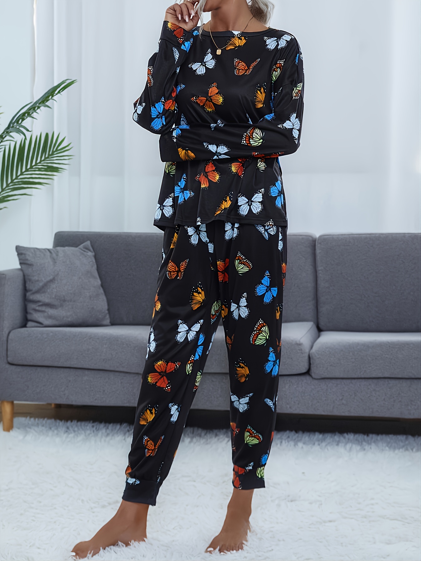 Tie Dye Print Lounge Set Long Sleeve Top & Pants Women's Loungewear
