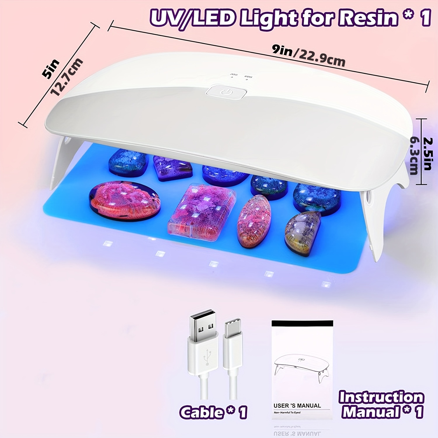  2 Pack UV Light For Resin, Large Size Dual Wavelength UV  Resin Light And Portable UV Lamp For Resin Curing, UV Resin Kit, Resin  Supplies For UV Resin, Jewelry Making