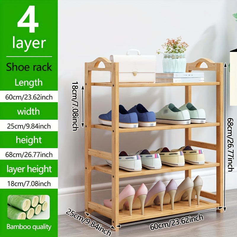 at Home Wood 2 Tier Natural Shoe Rack