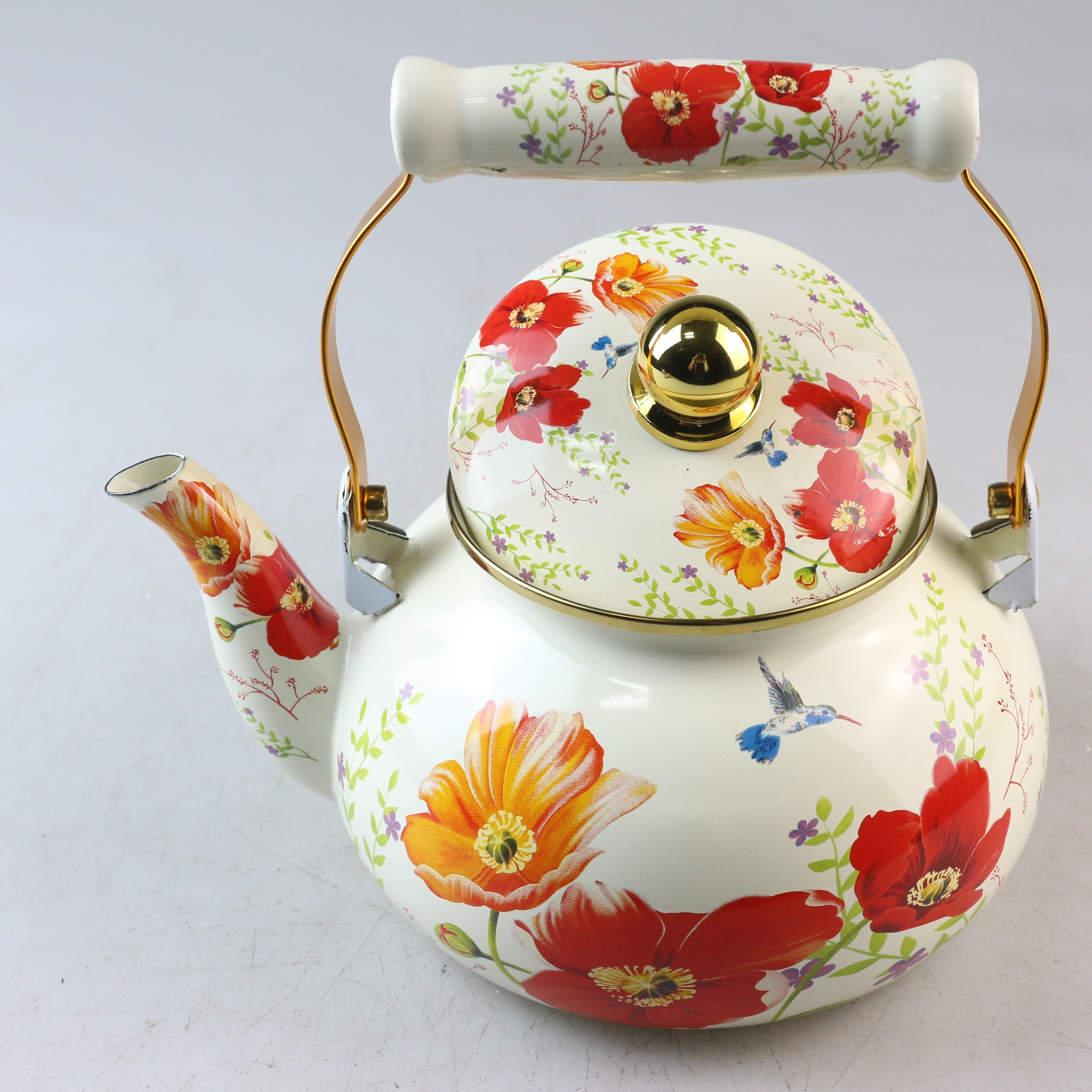 Birds And Flowers Patterns Enamel Kettle Tea Pot Coffee Pot - Temu