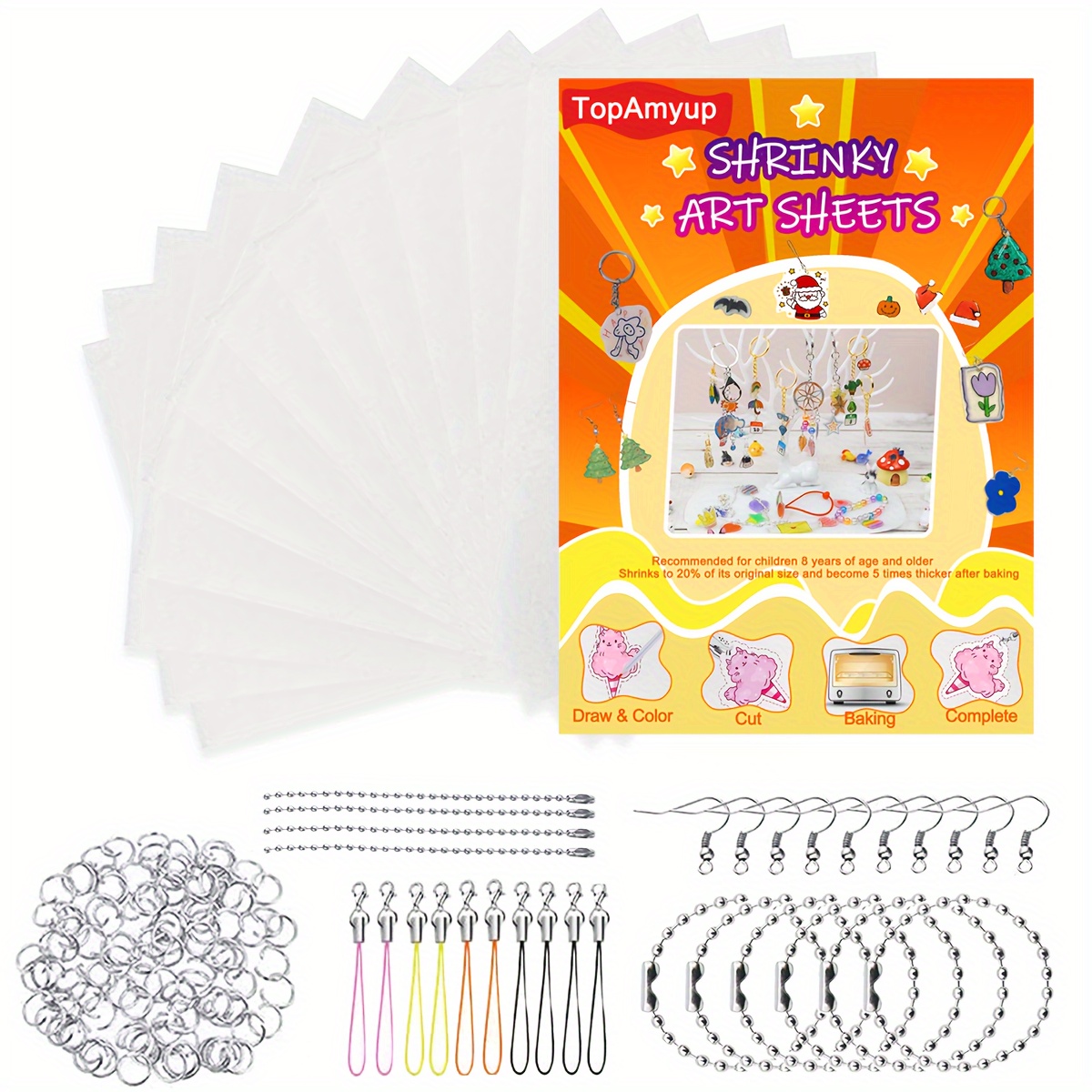 Shrink Plastic Kit Include 20 Sheets Shrinky Paper,Shrink Plastic Sheet Kit  Shrink Film Paper Craft Accessories for DIY Ornaments Craft