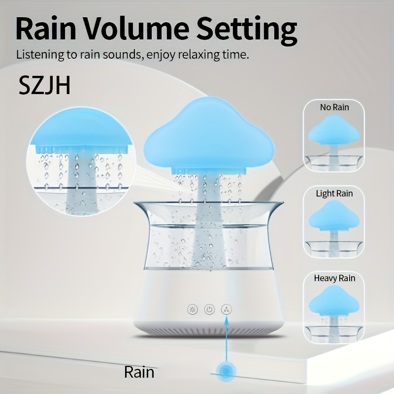 Rain Cloud Humidifier Water Drip With Adjustable Led Lights - Temu