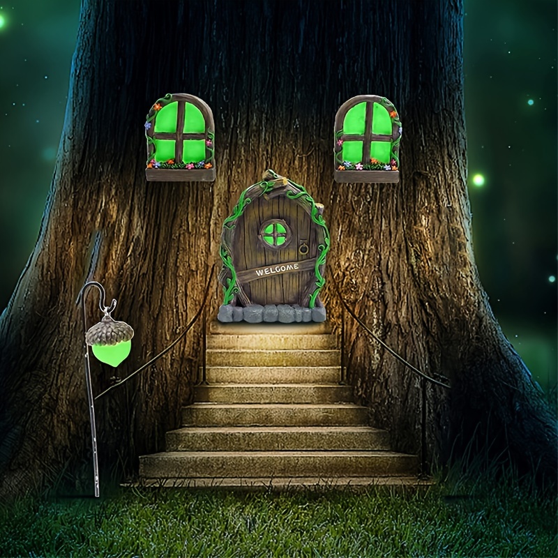  Opening Fairy Door and Window for Trees with Light