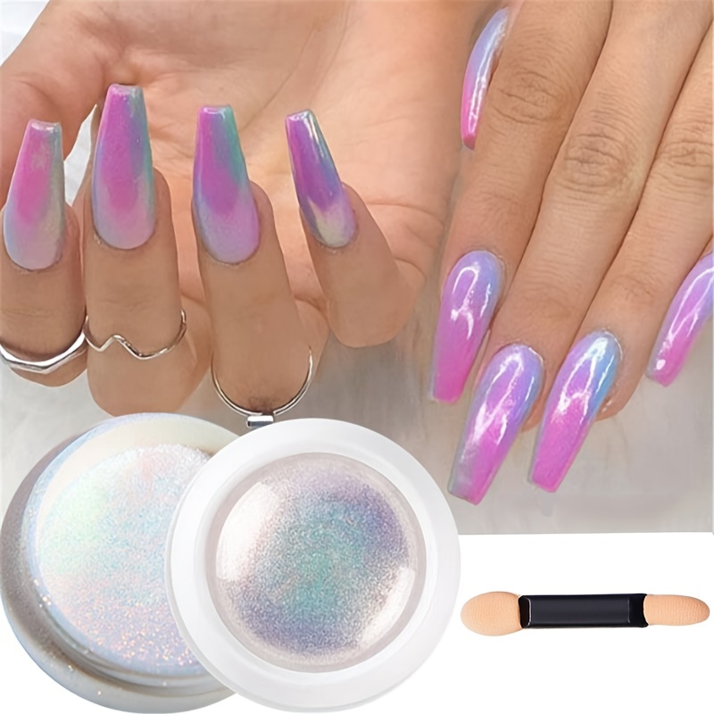 Mermaid Chrome Nail Powder Neon Iridescent Pearlescent - Temu