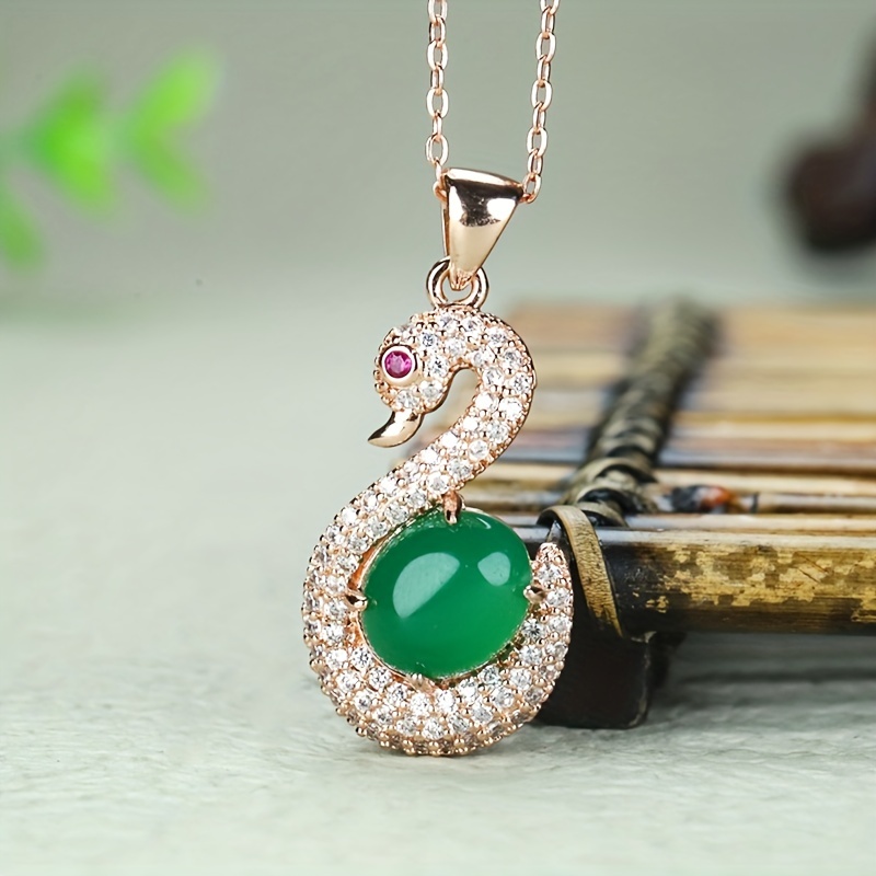 Rhinestone swan pendant store chain necklace 1pc