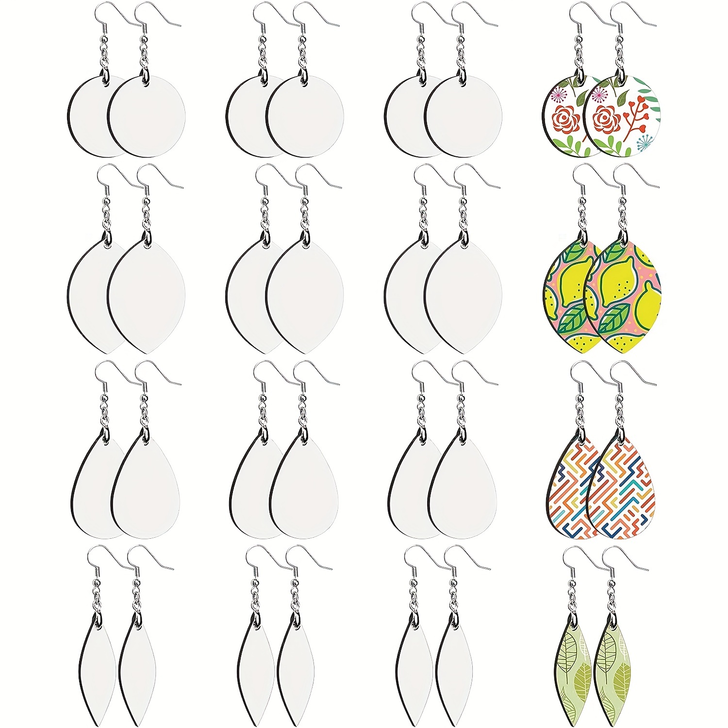 Sublimation Blank Earrings Multiple Shaped Blank - Temu