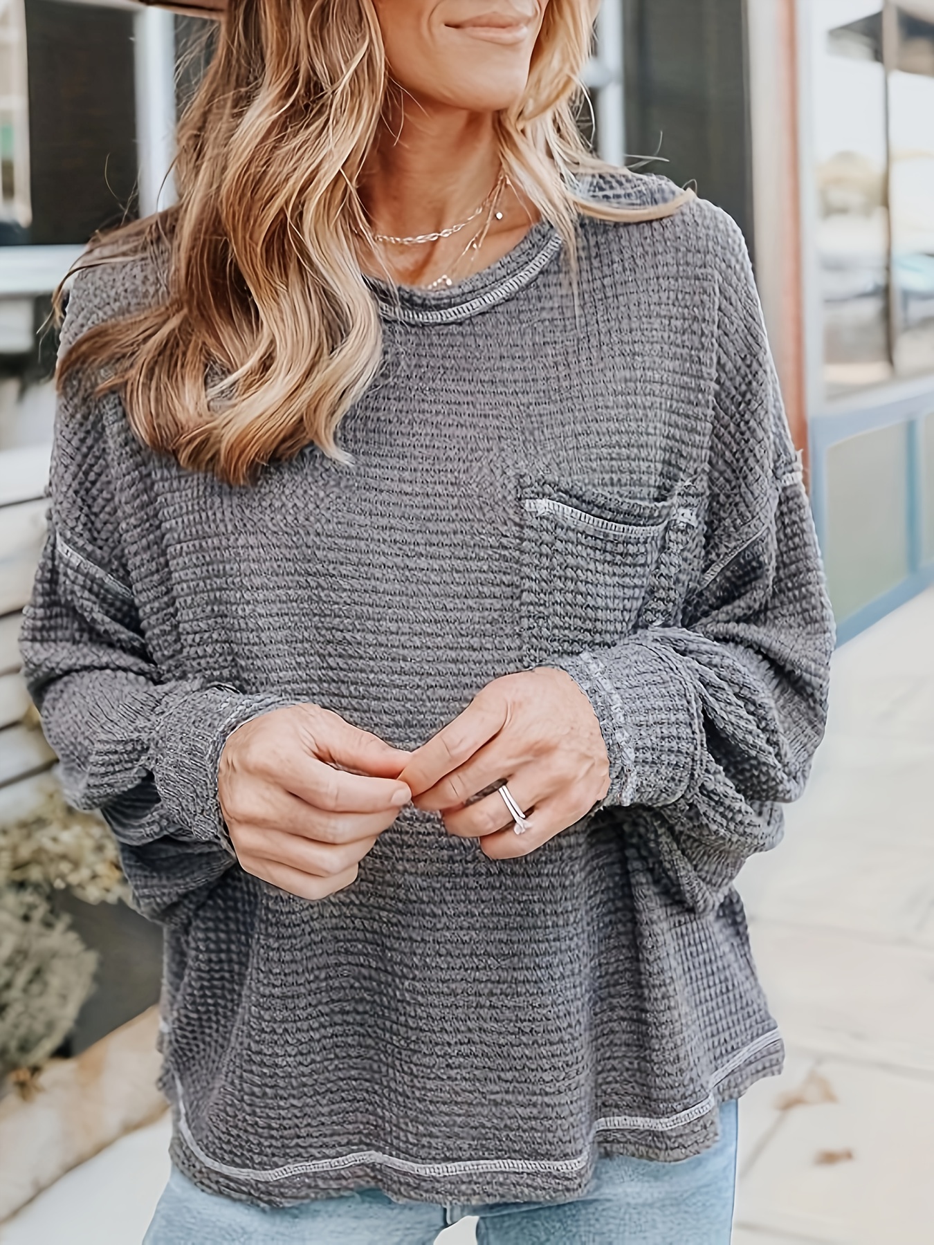 Plus Size Rib Knit Criss Cross Front Sweater Women's Plus - Temu