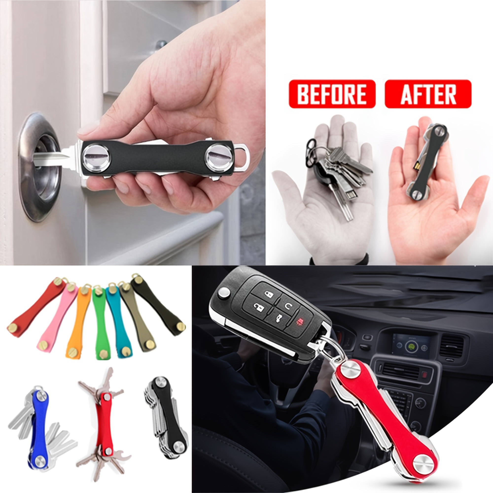 Hochwertiger Schlüsselanhänger aus echtem Leder, Unisex-Schlüsseltasche,  schlanke Autos, intelligente Haushälterin, Mini-Kleinschlüsseletui