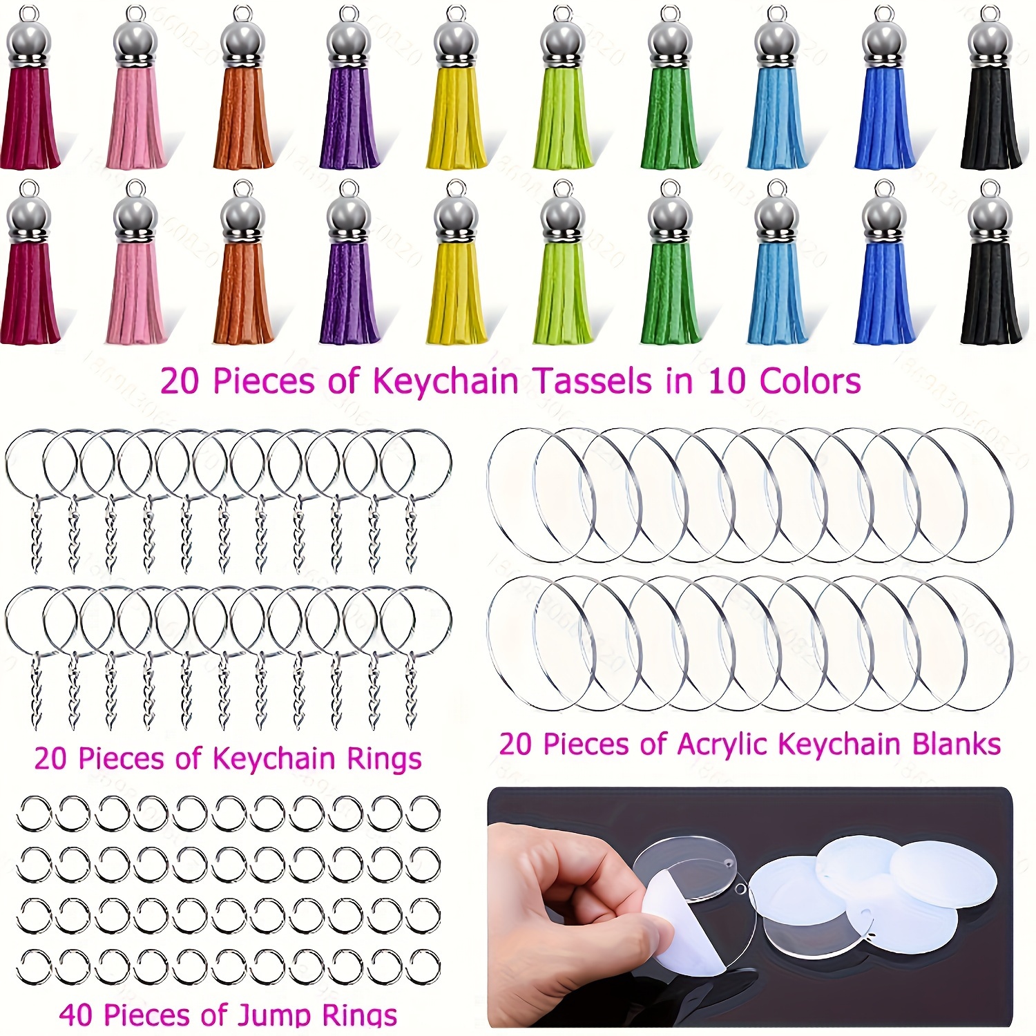Acrylic Keychain Blanks for Key Rings Woven Keychains for DIY