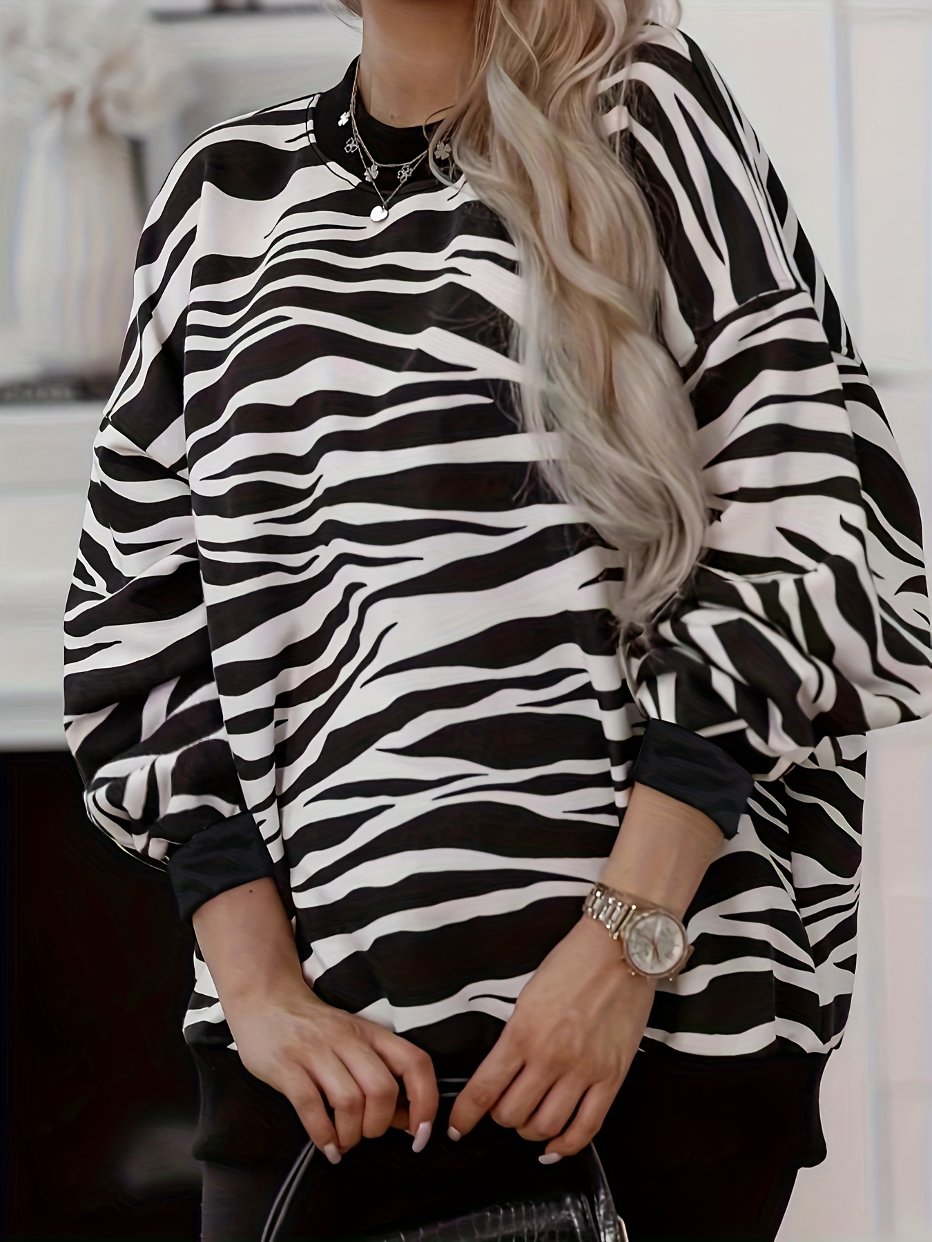 Plus Size 2xl-6xl Women's Leopard Print Tiger Print Long-sleeved