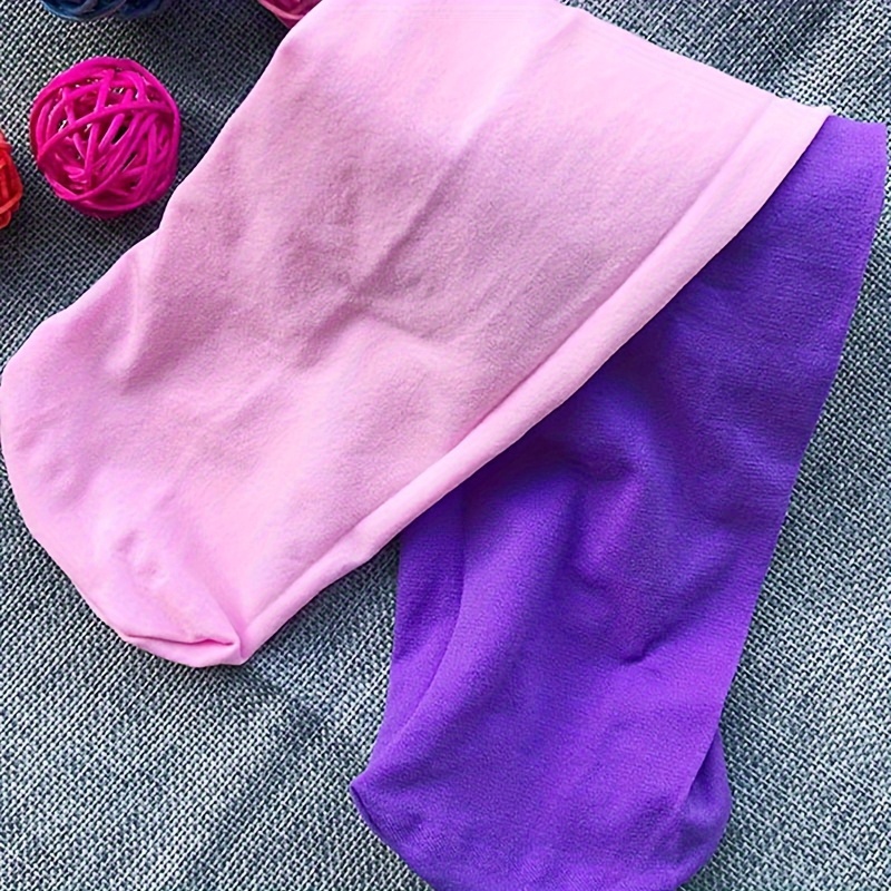 1-pair Pc Children's Dance Socks, Girls' Leggings For Outer Wear, Anti-pilling Ballet Tights, Girls' Color-block Velvet Tights, Leggings, Candy-colored Ab Tights