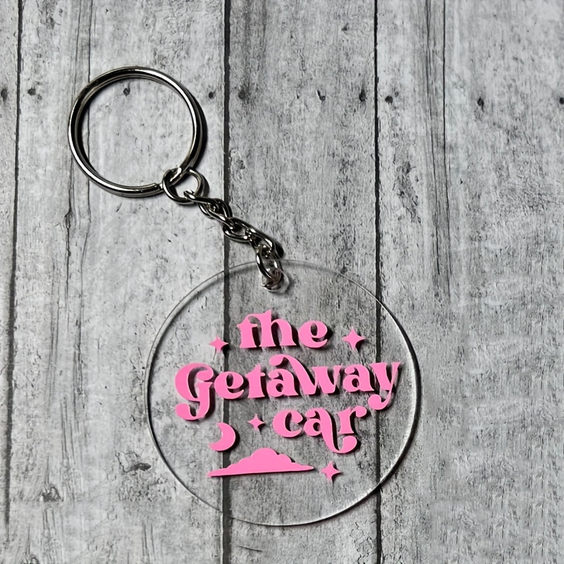 The Getaway Car Round Transparent Acrylic Keychain, For Men - Temu