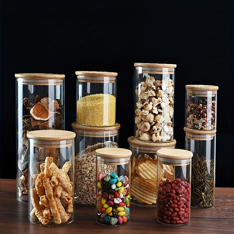 Airtight Glass Jars With Bamboo Lids And Spoons Glass - Temu