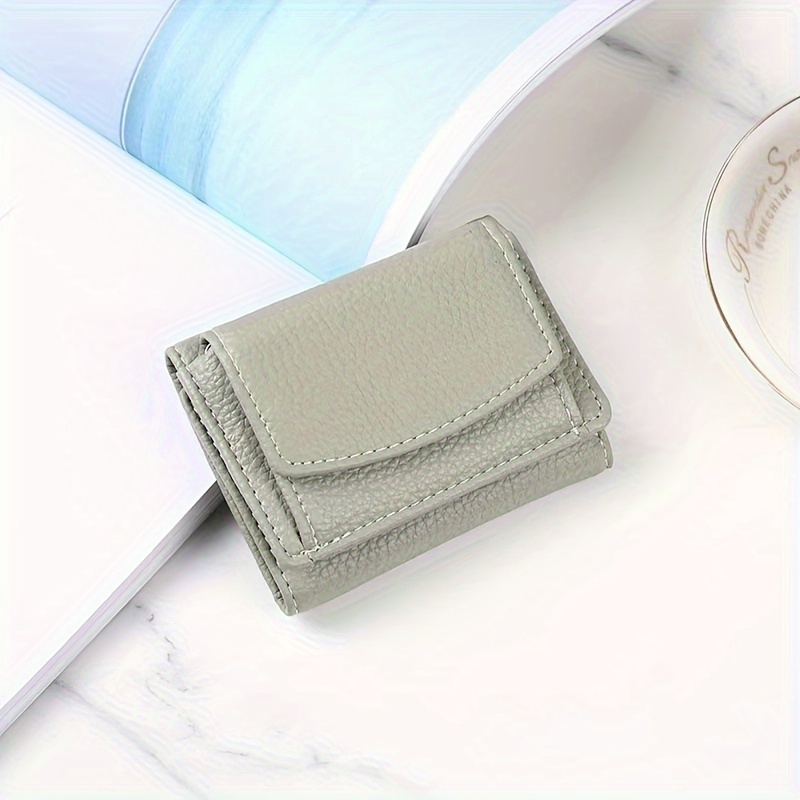 Mini Wallet Women Trifold Folding Purse Clutch Solid Color - Temu