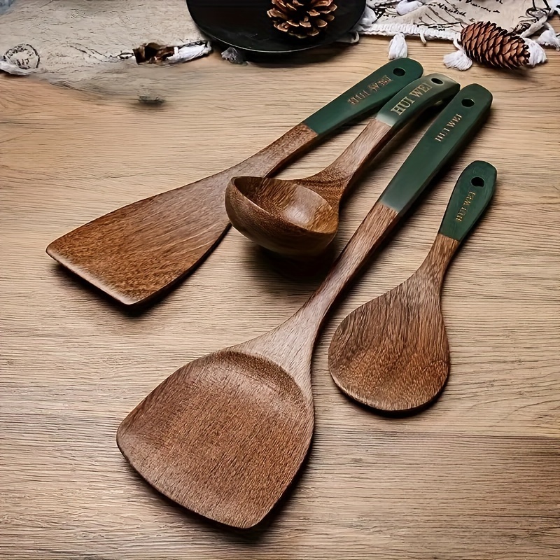 Household Kitchen Utensils Chicken Wing Wooden Pot Shovel Non-stick Pot  Special Stir-fry Shovel Fried Rice Spoon Set - Temu