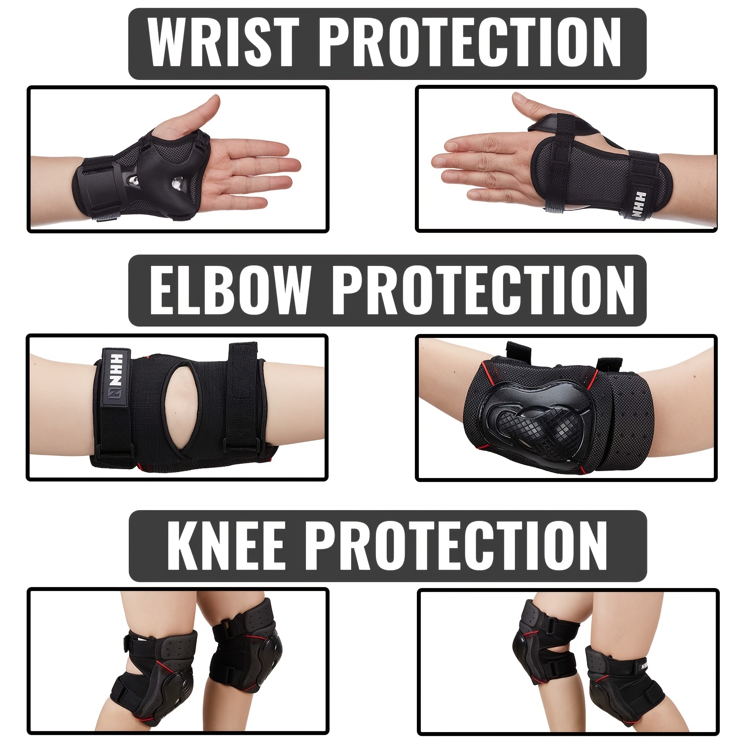 Enfants / genouillères Set 6 en 1 Kit de protection Ar Knee Elbow Pads pour  l'extérieur