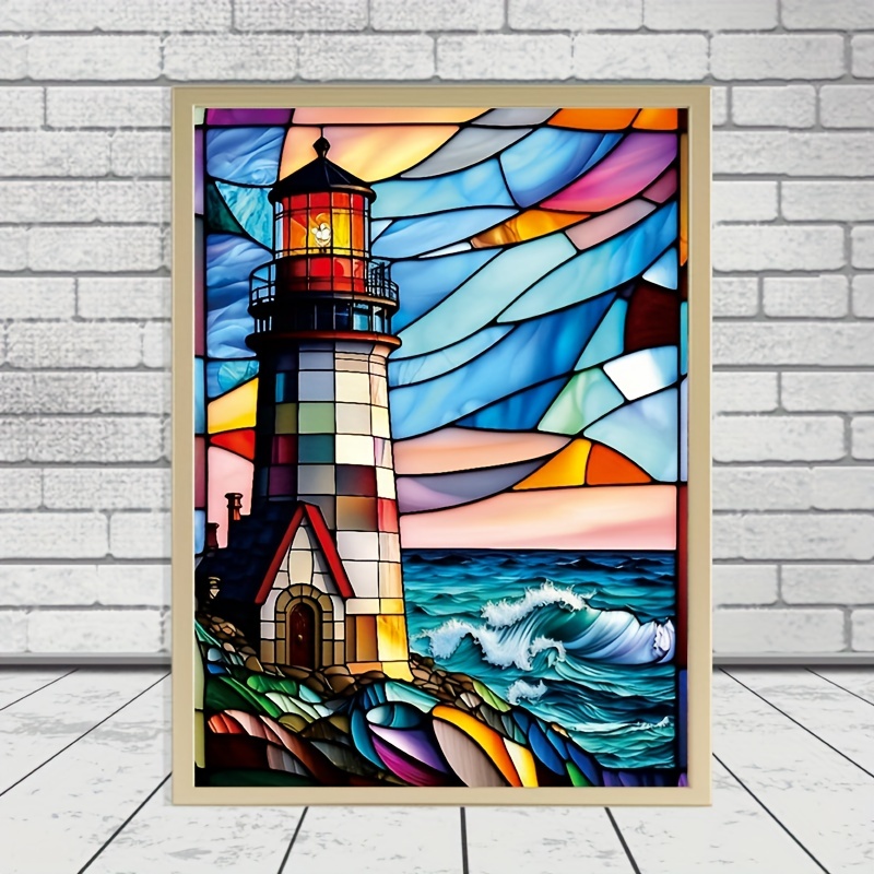 Stained Glass Lighthouse Diamond Painting Kits for Adults 5D