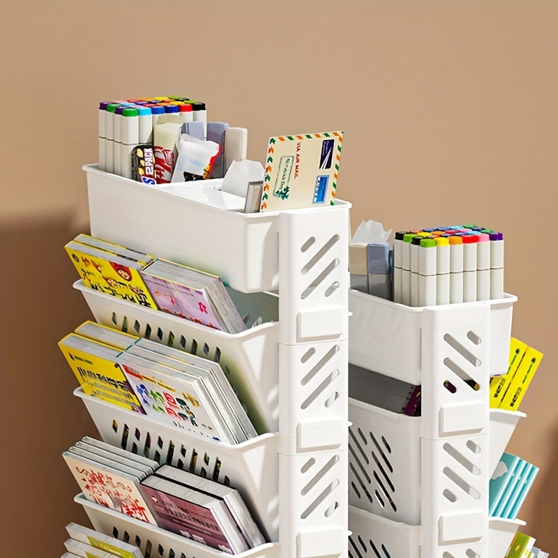 Five level Bookshelf Shelf Movable Desk Side Bookshelf Floor - Temu