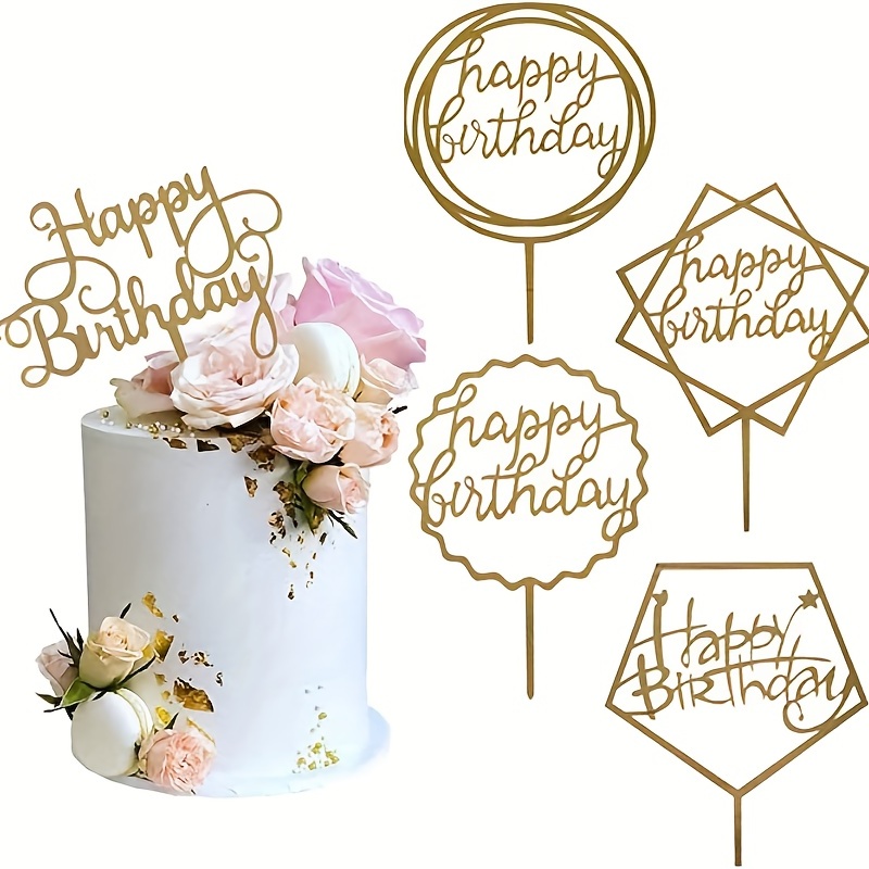 Décoration de gâteau Happy Birthday en acrylique