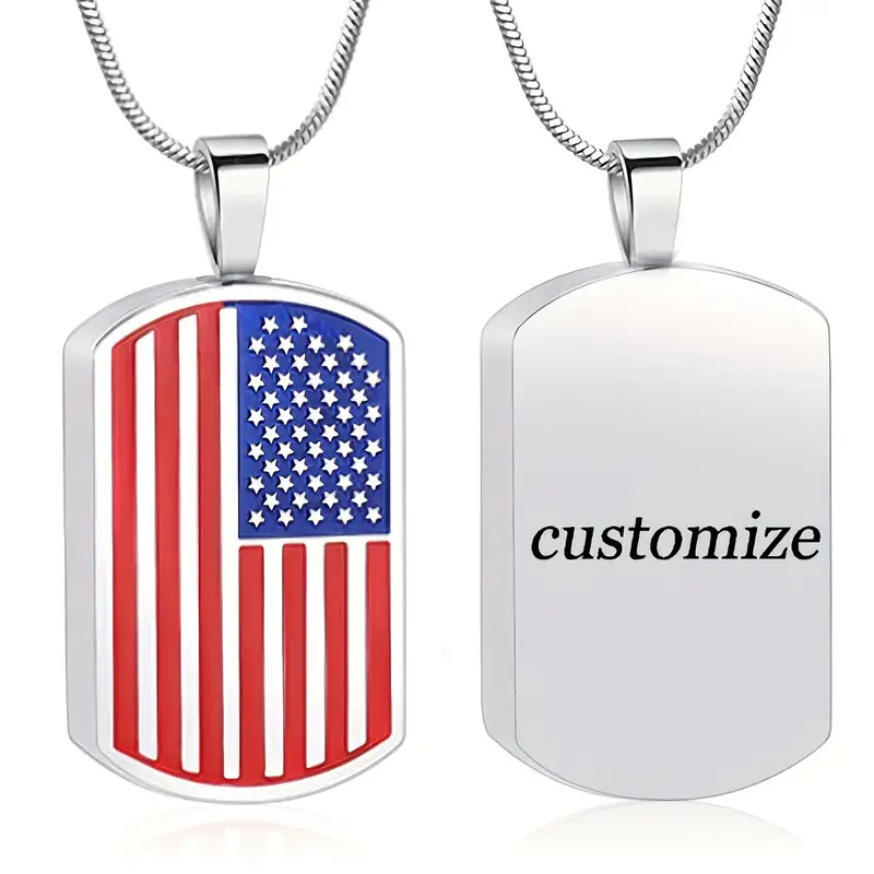 Customized American Flag Dog Tag Necklace Cremation Urn - Temu