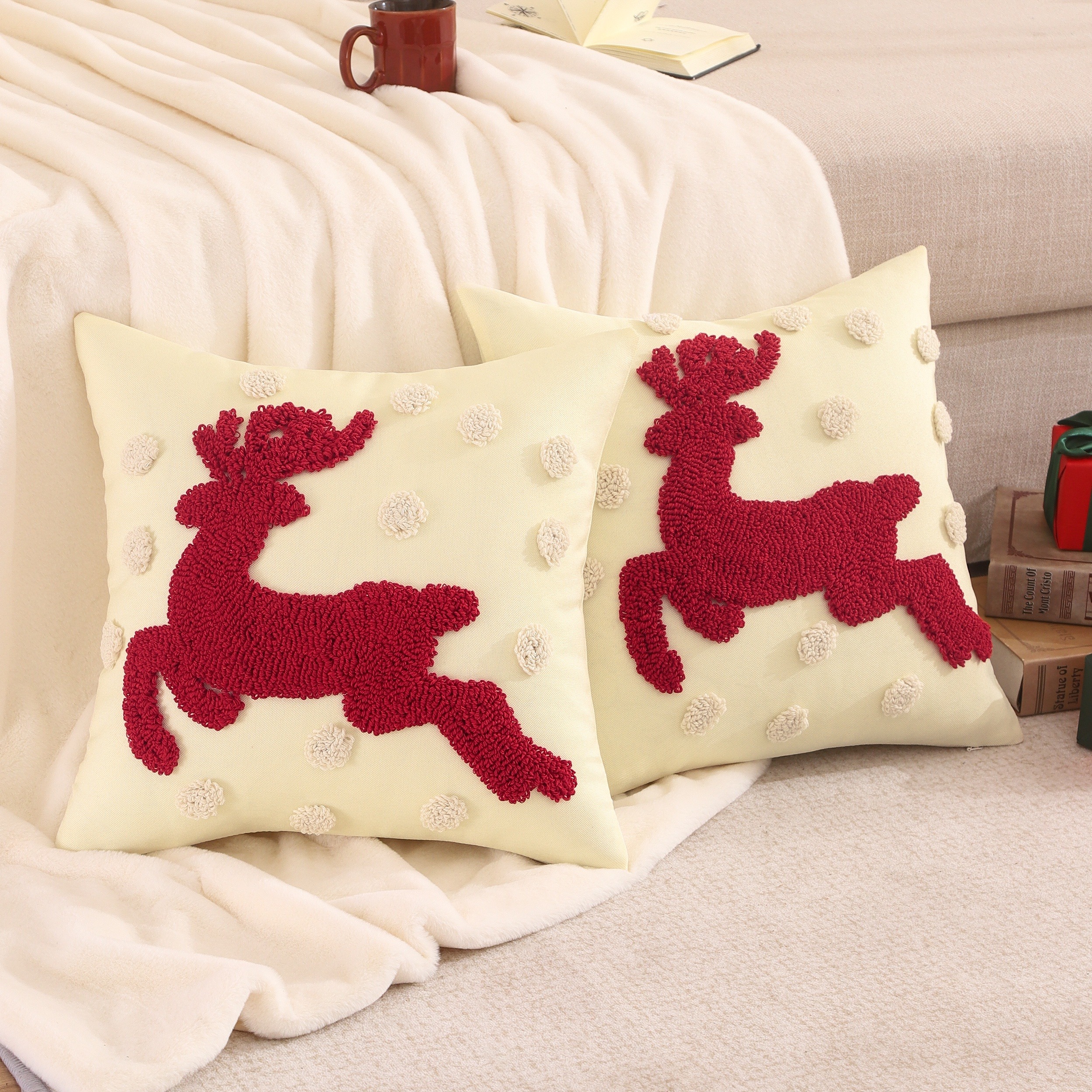 burlap christmas pillow covers