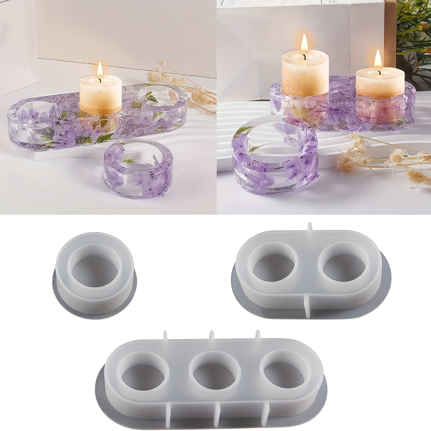 STEADY Nordic Candlestick Silicone Molds For DIY Plaster Cement UV Epoxy  Resin Candle Holder Home Handmade Table Ornament White / One Size 