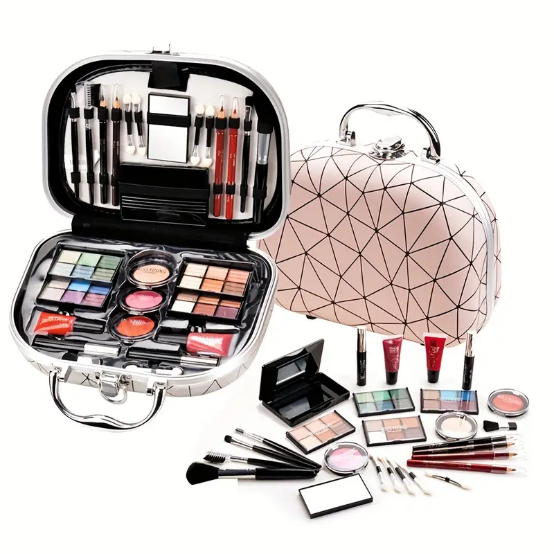 all in one cosmetics set box includes lip gloss mascara blush eyeshadow eyeliner and makeup brush perfect gift for beauty lovers details 1