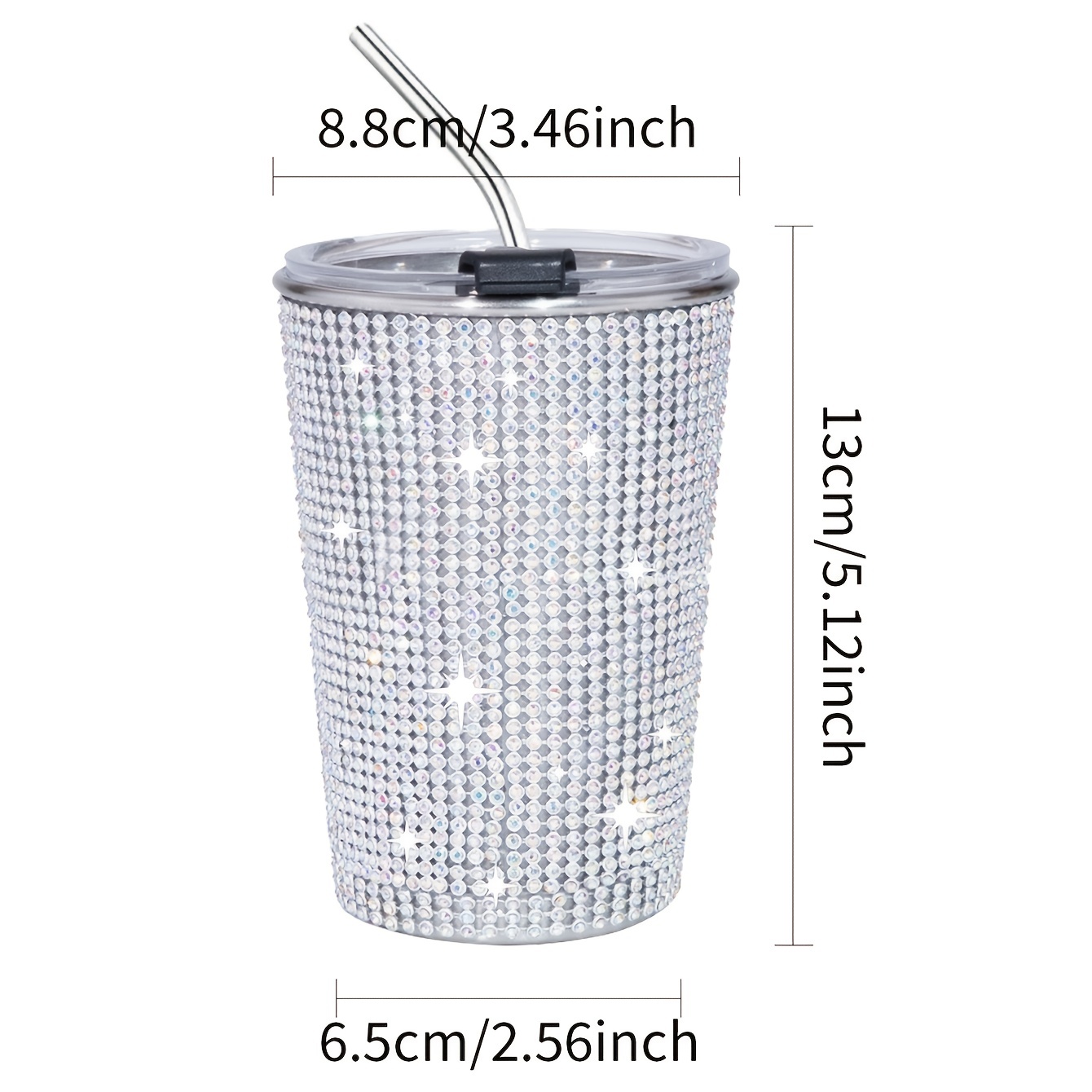 400ml Sparkling Stainless Steel Water Cup with Straw