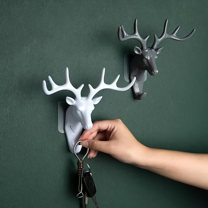 Hanging Hook Vintage Deer Head Antlers Wall Plastic Hooks - Temu