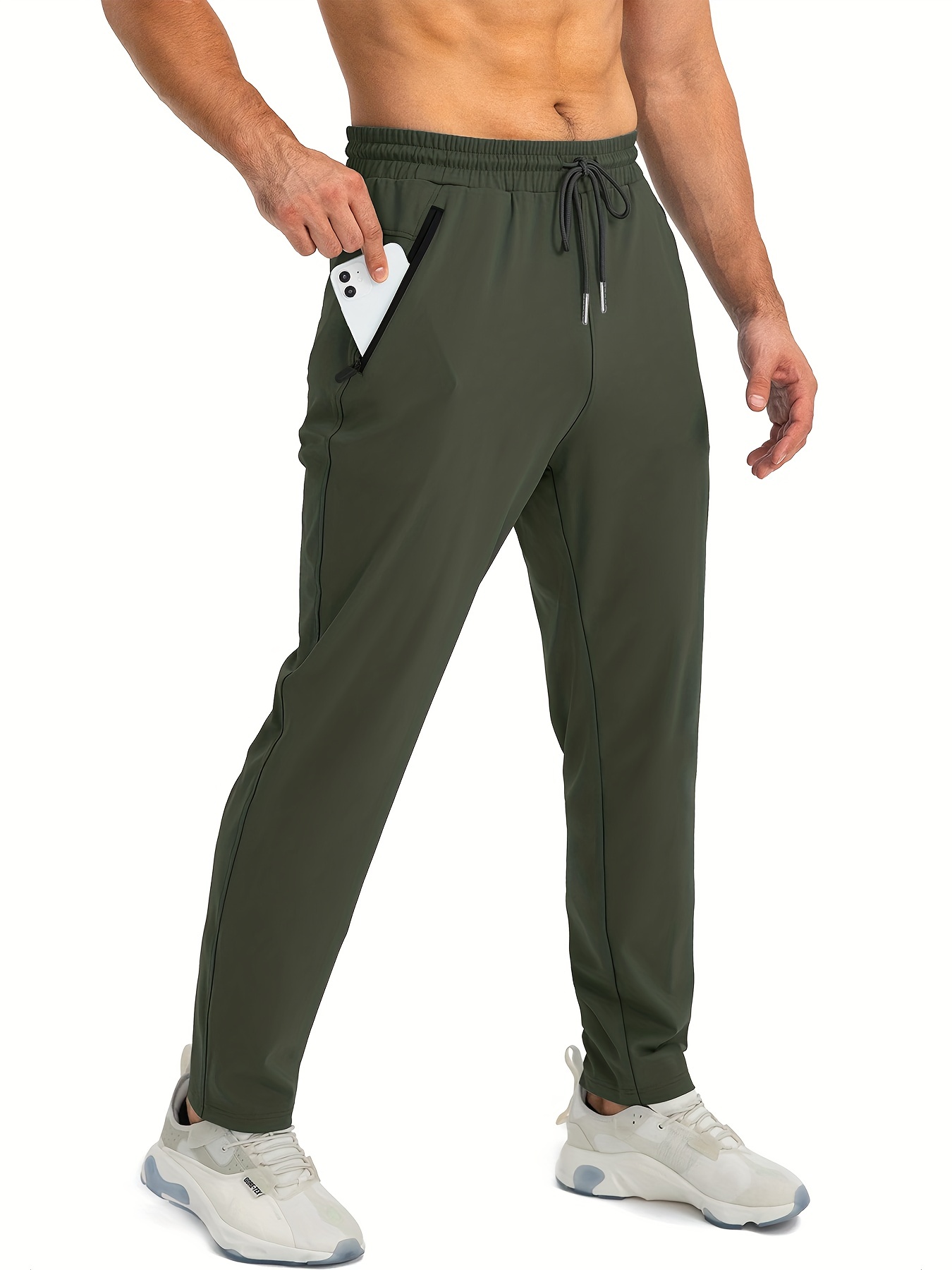 Cómodos Pantalones De Chándal Con Bolsillos Con Cremallera, Pantalones  Deportivos Casuales Con Cordón En La Cintura Para Hombre Para Primavera Y  Verano - Temu