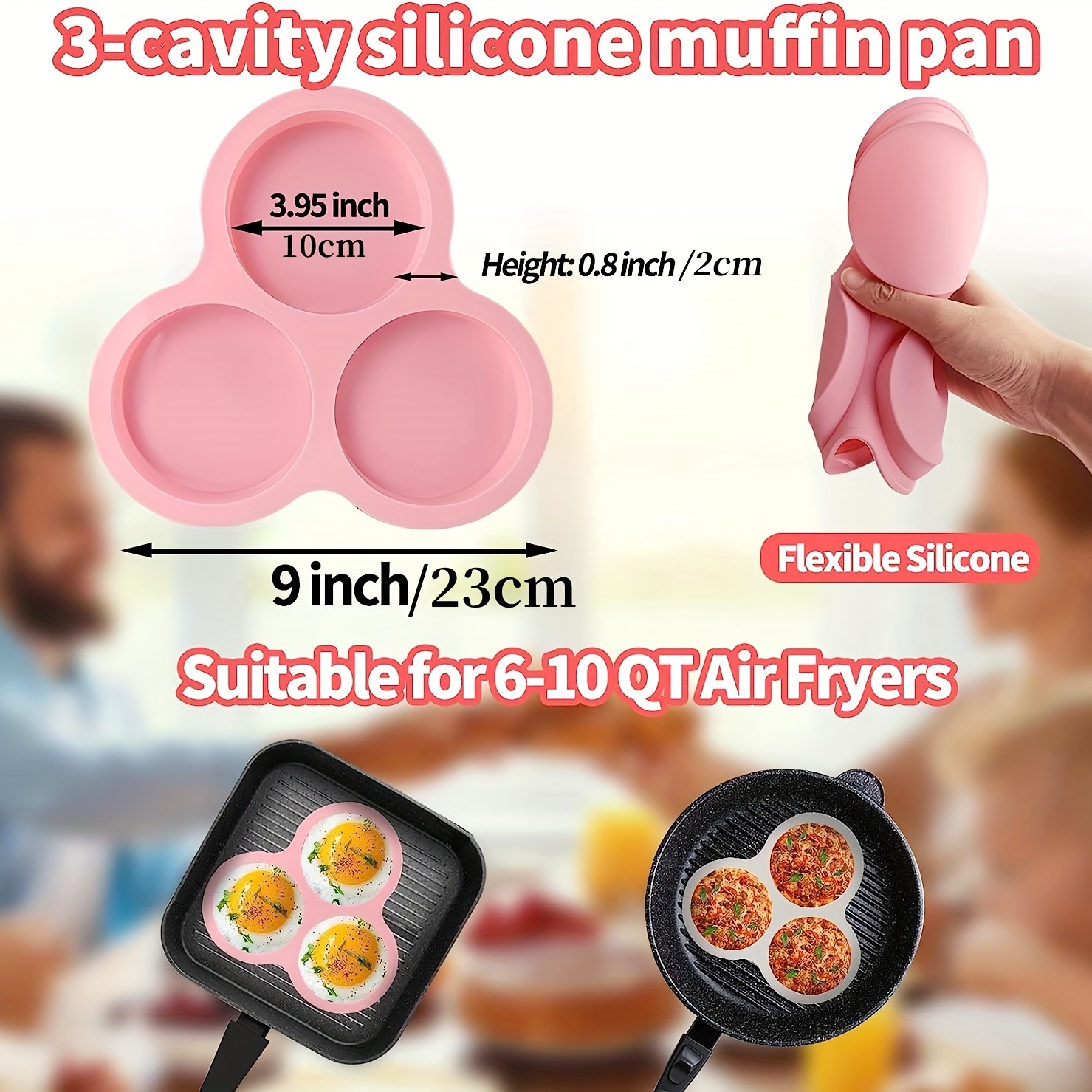 Trendy Silicone Air Fryer Egg Pan, Non-stick Air Fryer Baking Pan Cupcake  Pan Reusable Silicone Muffin Pan Tray For Making Egg Muffin, Baking  Hamburger, Fried Egg, Cupcake, Tart And Dessert - Temu