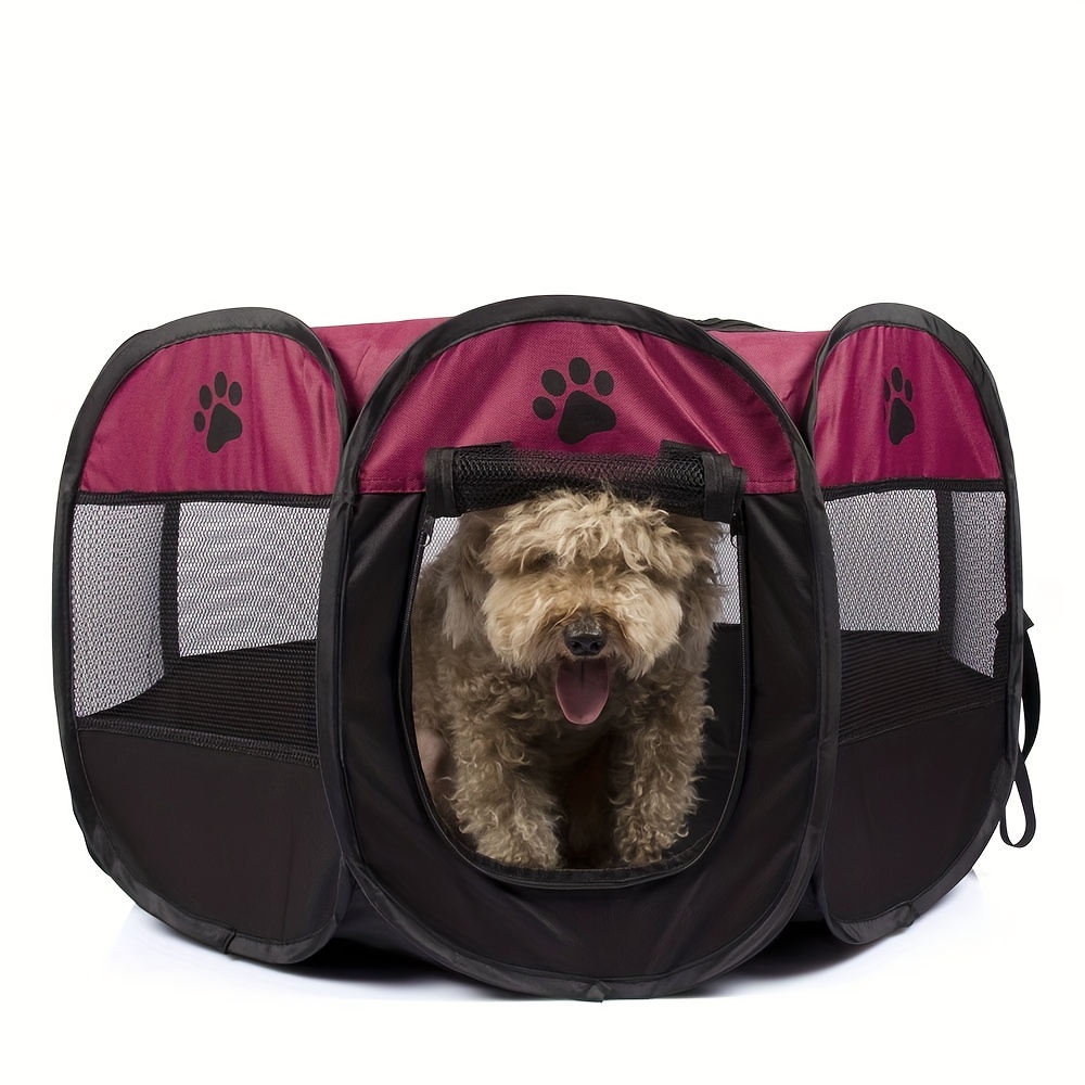 Portable Foldable Pet Playpen with Mesh Window