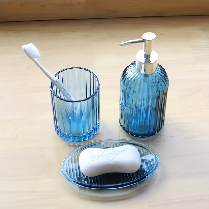  Lunavita Juego de accesorios de baño de 3 piezas, incluye  dispensador de jabón, vaso de baño, accesorios de jabonera para encimera  decorativa y regalo de inauguración de la casa, madera de