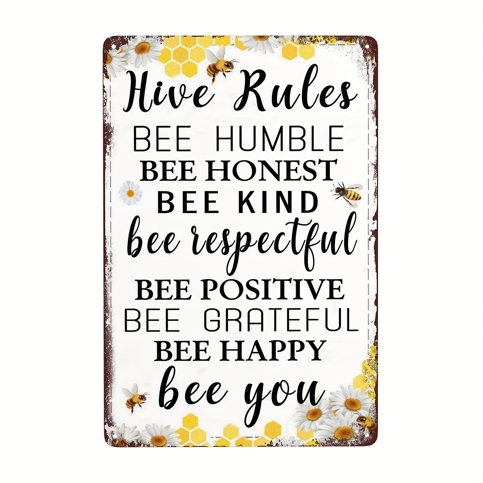 Bee Garden Decor Bee Hive Rules Sign For Home Honey Bee - Temu
