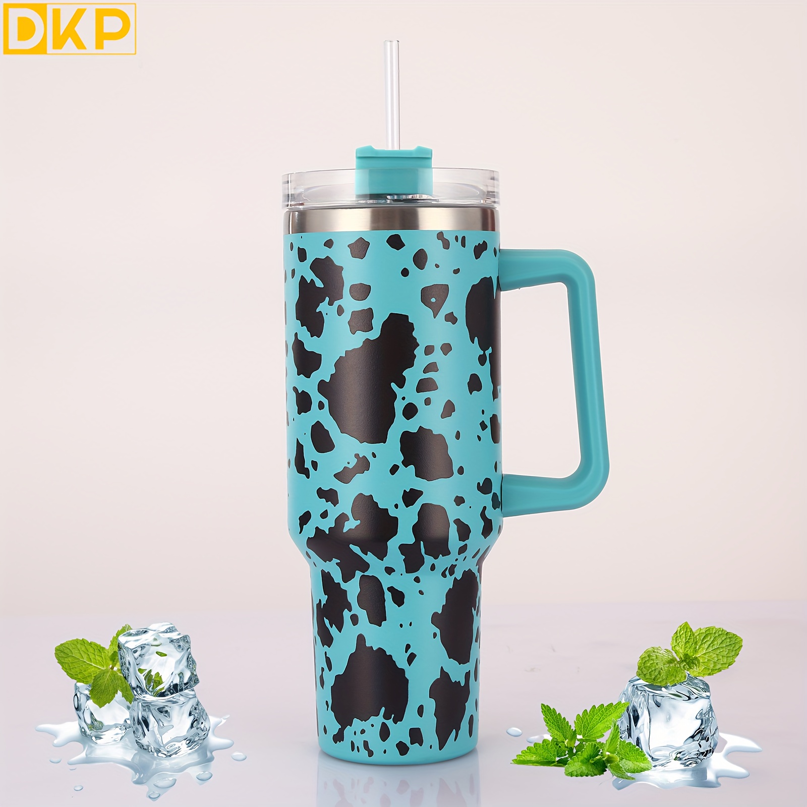 TINVSKQQKJ 40oz Cow Insulated Tumbler With Straws and  Lid,Stainless Steel Coffee Tumbler with Handle Double Vacuum Leak Proof  Travel Coffee Mug Cup Water Bottle For Office, Party,Home: Tumblers & Water