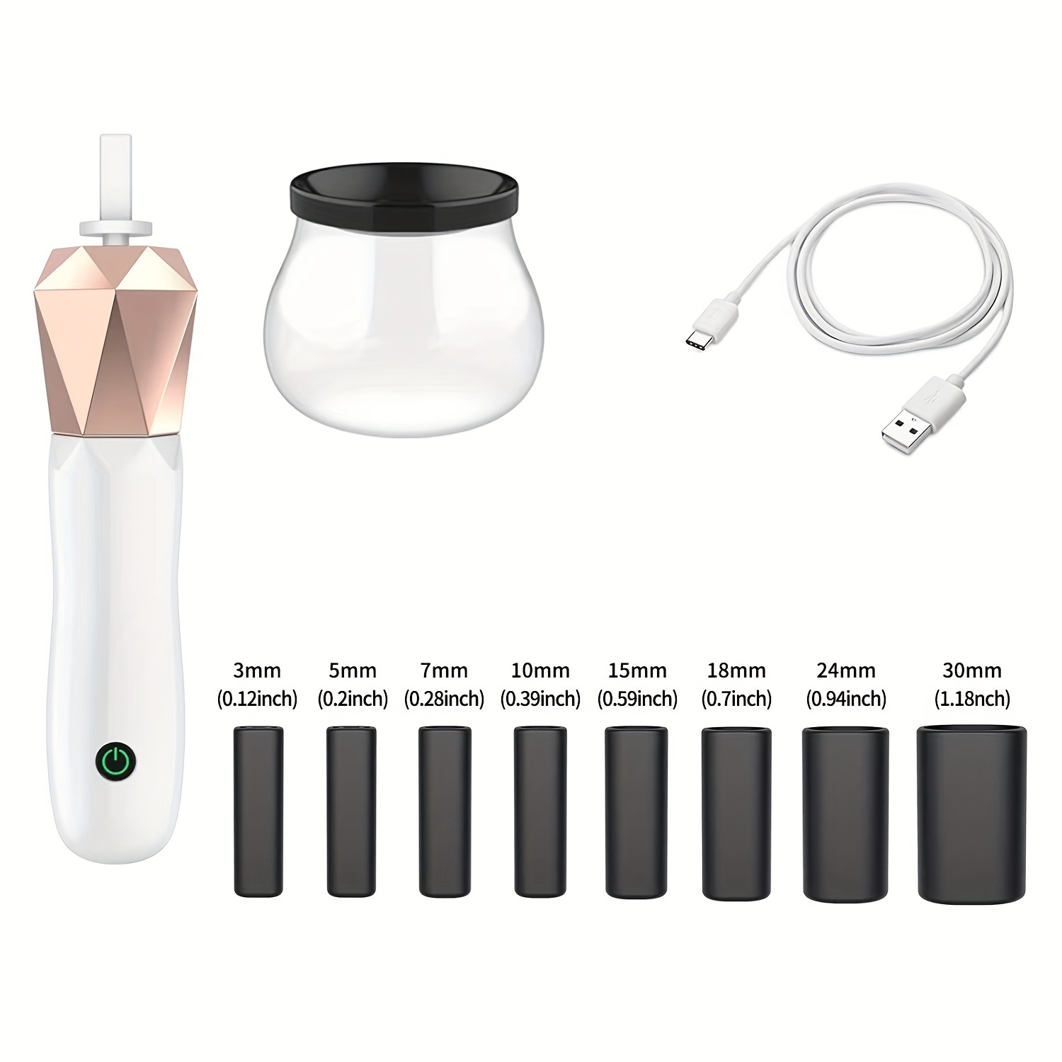  Senbowe Upgraded Makeup Brush Cleaner and Dryer Machine,  Electric Cosmetic Automatic Brush Spinner with 8 Size Rubber Collars, Wash  and Dry in Seconds, Deep Cosmetic Brush Spinner for All Size Brushes 