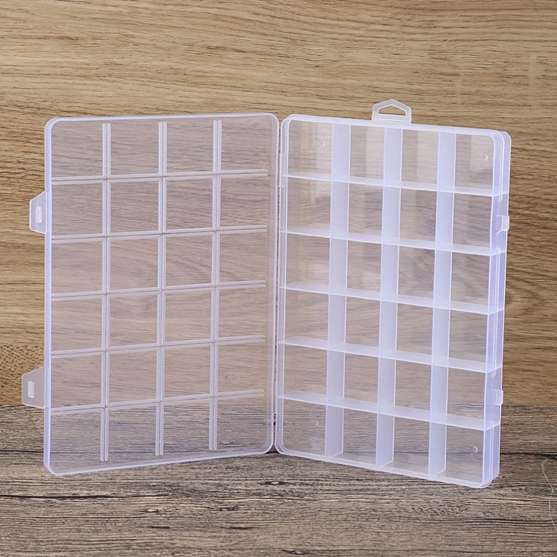 Gbivbe Large 24 Grids Plastic Organizer Box Adjustable Dividers,Clear  Storage Box for Jewelry, Art DIY Crafts, Washi Tapes, Beads and Small Parts