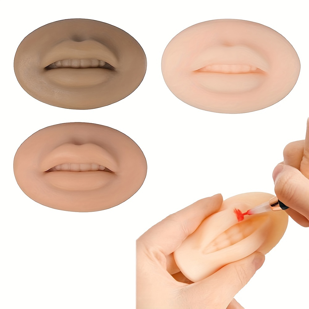 

3d Silicone Lips, Tattoo Practice Lips Semi Permanent Soft Elastic Silicone Skin Fake Lips Tattoo Embroidery Practice Lip Skin For Microblading Practice