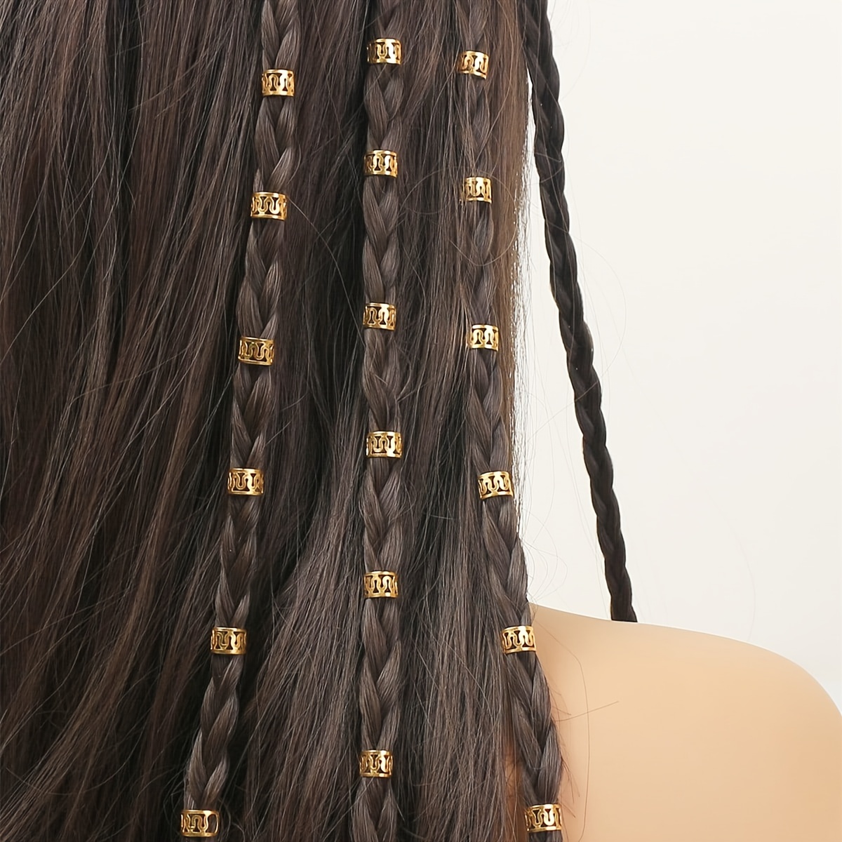 100pcs Gold and Silver Hollow Out Dreadlock Hair Rings Adjustable Cuff Clip  Hair Braids Dirty Braids Beads Hair Accessories