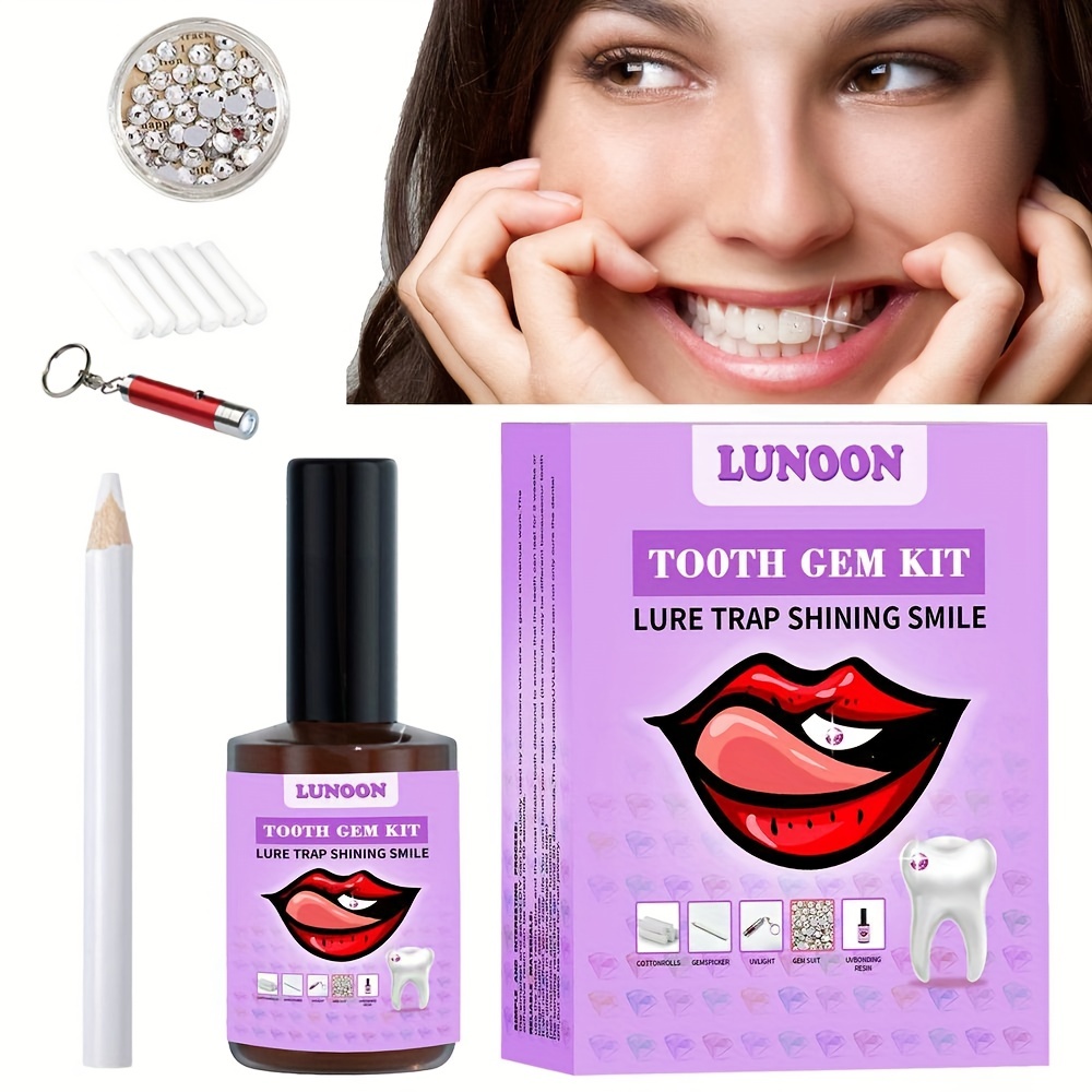 Diy Tooth Gem Kit With Uv Curing Light Resin Glue Gem Suit - Temu