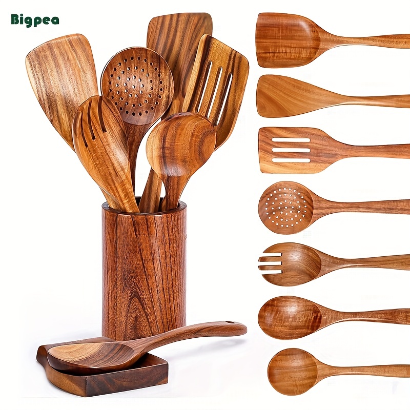 Wood Kitchenware Cooking Pots Set  Wood Kitchen Utensils Tool Set