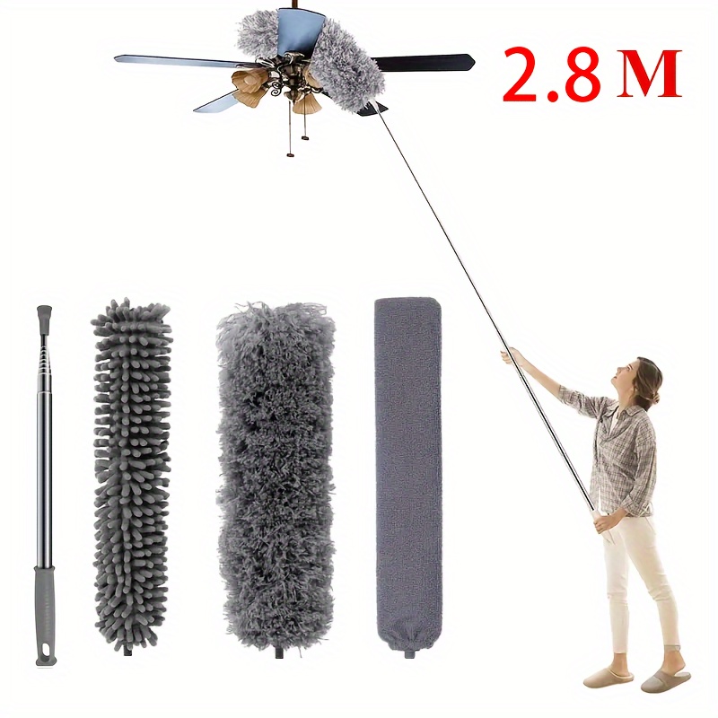 4pcs ultra   dust collector cleaning kit with extendable rod retractable and flexible for ceiling fans high ceilings   furniture air conditioning car     dust collectors details 2