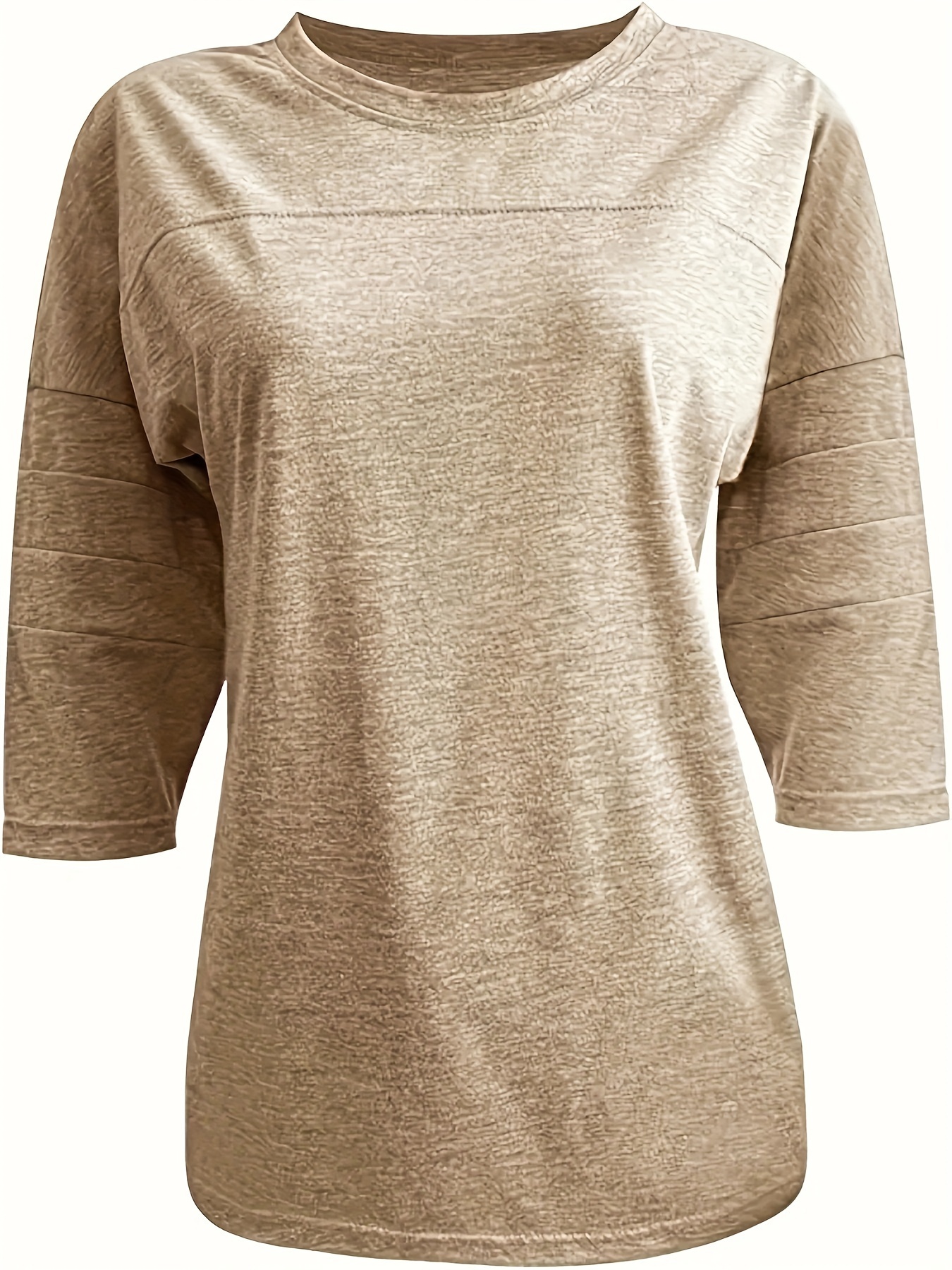 Womens 100%Cotton Solid T Shirts 3/4 Sleeve Casual Workwear Office Summer  Tops
