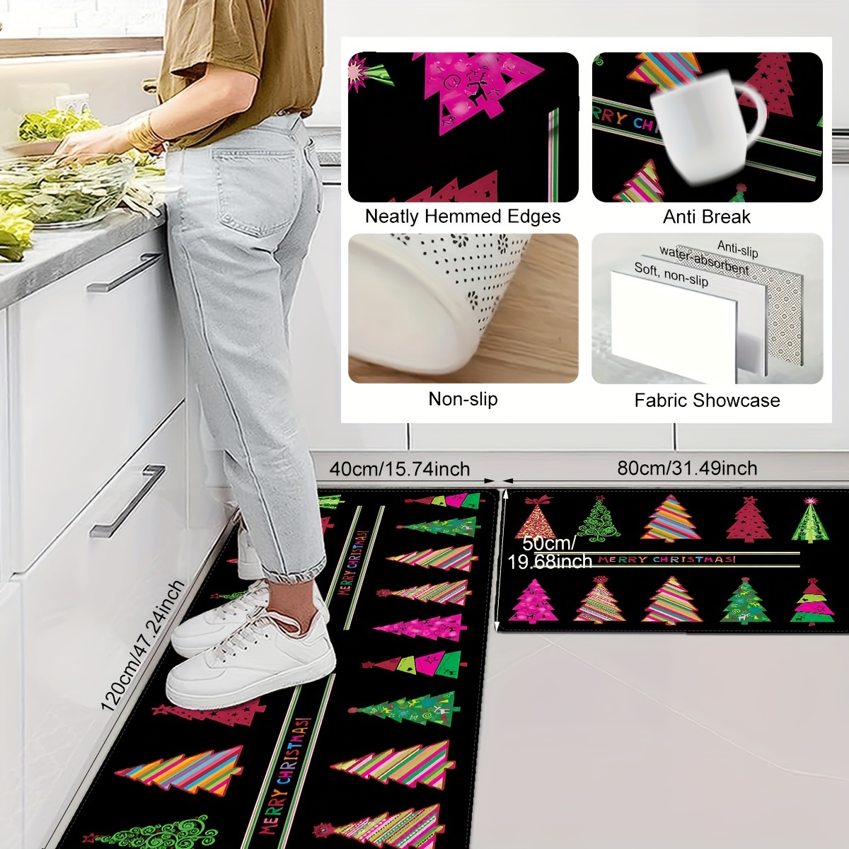 1pc Alfombra De Cocina Suave Feliz Navidad - Temu