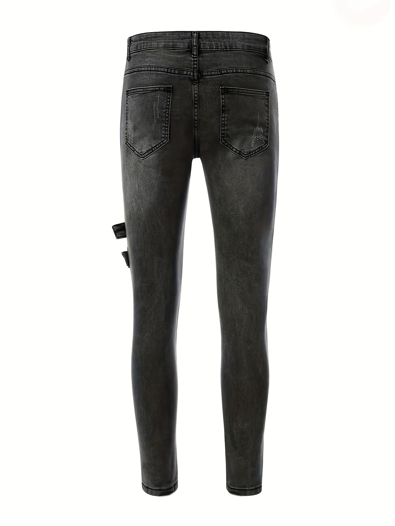 Slim Fit Biker Jeans Men's Casual Street Style Distressed - Temu