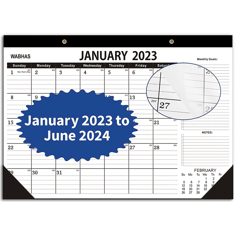 Planificateur 2023: planificateur d'année calendrier (janvier 2023-juin 2024)  -organisateur de planificateur de calendrier mensuel/